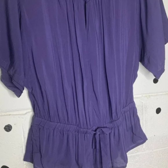Purple Peplum Blouse with Tie Waist - Picture 3 of 3